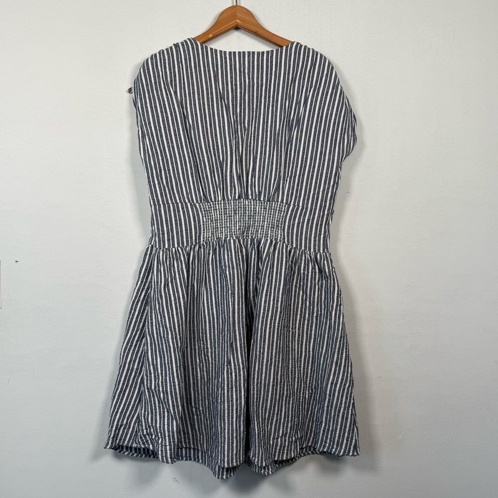 Given Kale Striped V-Neck Mini Dress, Rouched Midsection, Size XL - Picture 5 of 10